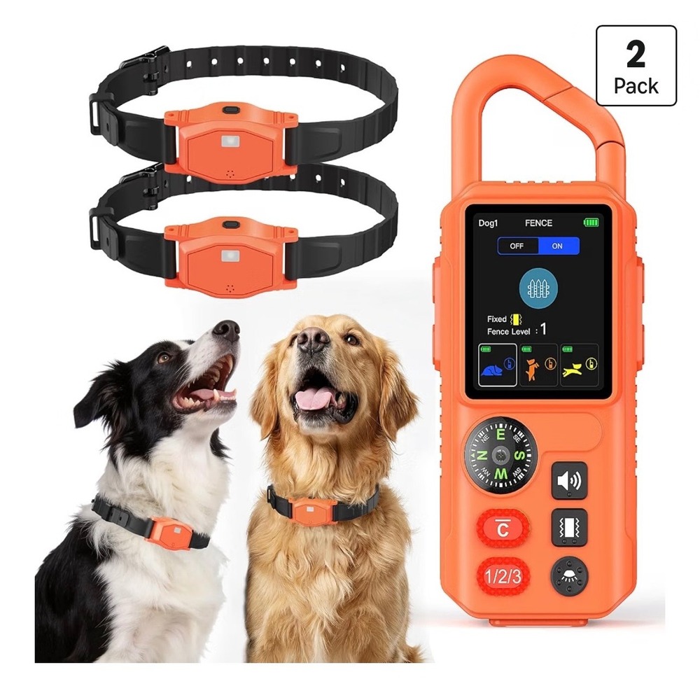 Wireless Dog Fence System 2 Pack Adjustable Training Collars 1300ft Range NEW